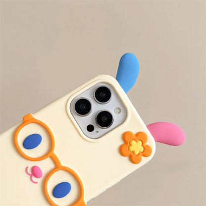 Newest Cute Cartoon Glasses Rainbow Rabbit Soft Silicone Phone Case