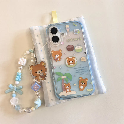 Cute Little Bear On The Blue Coconut Tree Phone Case