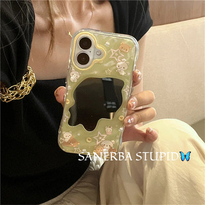 Kawaii Cartoon Wave Pattern Mirror Phone Case For iPhone