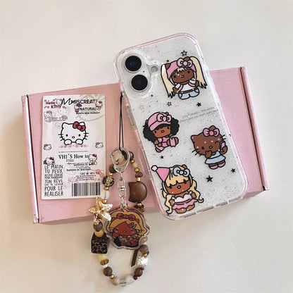 Glitter Cute Cartoon Black Skinned Cat Phone Case