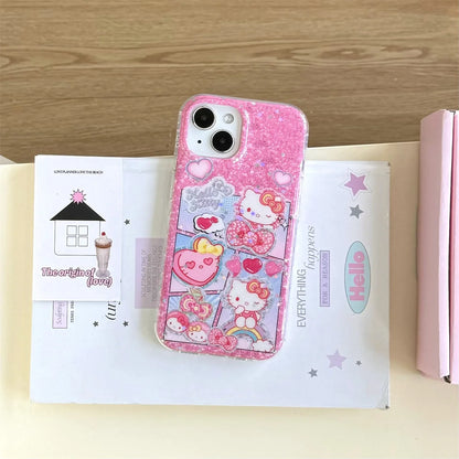 Girlish Cat Dimensional Pink Diamond Bow Phone Case