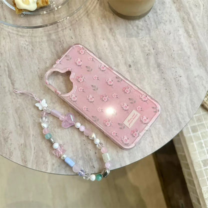 Fashionable Pink Flower Butterfly Stand Phone Case
