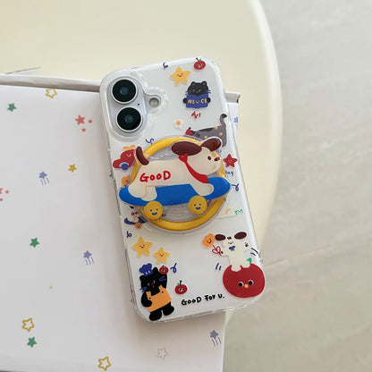 Funny Dog Cute Puppy Cartoon Magnetic Grip Phone Case