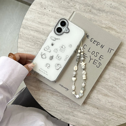Grey Frame Line Drawing With Star Wrist Chain Chic Phone Case
