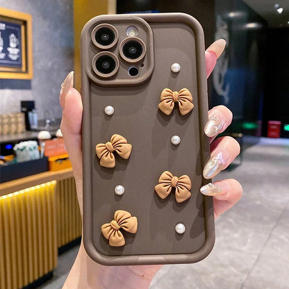 Cute 3D Pearl Bow Phone Case For iPhone