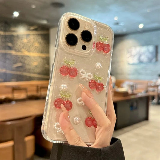 Cherry Bow Clear Phone Case