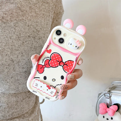 Cute Cartoon Hello Kitty Push-Pull Camera Phone Case for iPhone