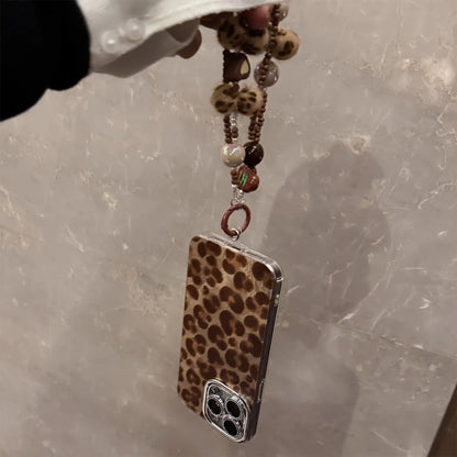 Y2K Leopard With Lanyard Phone Case For iPhone