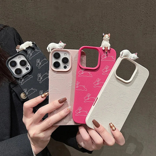 Cartoon Animals Litchi Pattern Phone Case For iPhone
