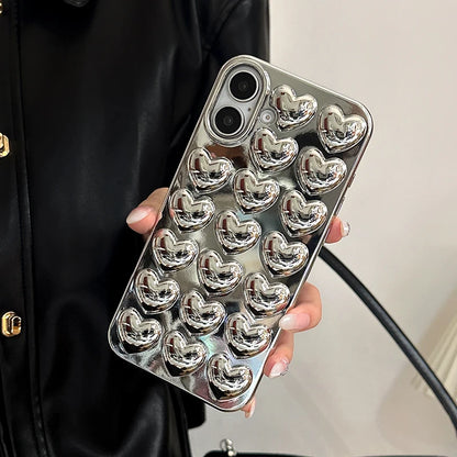 Simple Stylish Silver Love Heart Phone Case