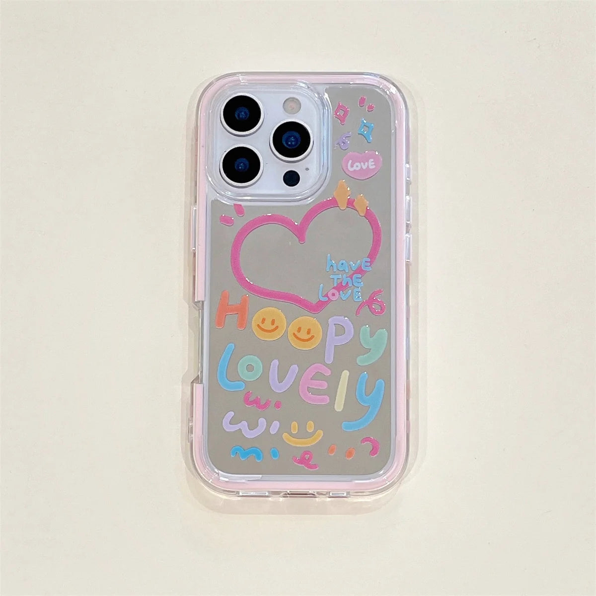 Colorful Graffiti Heart Shaped mMirror Surface Phone Case