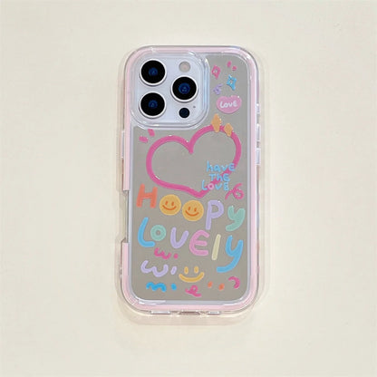 Colorful Graffiti Heart Shaped mMirror Surface Phone Case