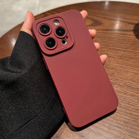 Wine Red Liquid Skin Silicone Phone Case