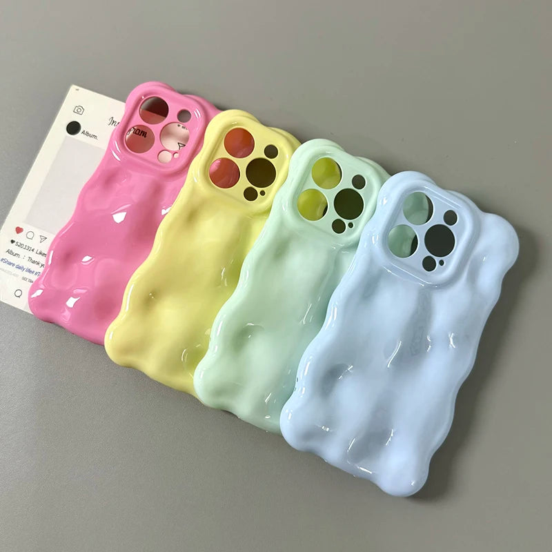Candy Color Glossy 3D Meteorite Pattern Phone Case