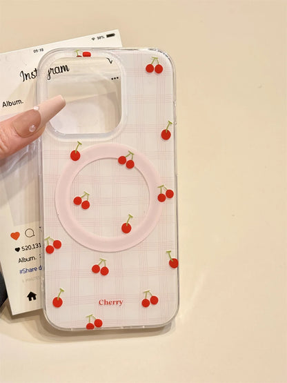 Cute Cherry Bowknot Magnetic Phone Case