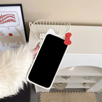 3D Cartoon Hello Kitty Bow Case For iPhone