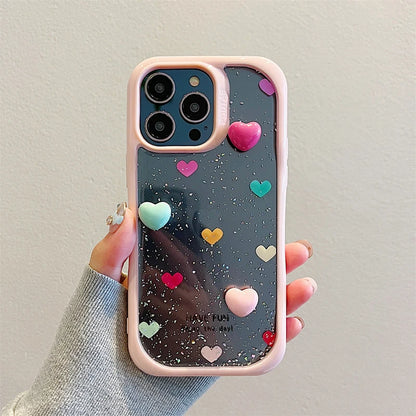 Fashion Colorful 3D Love Heart Glitter Phone Case