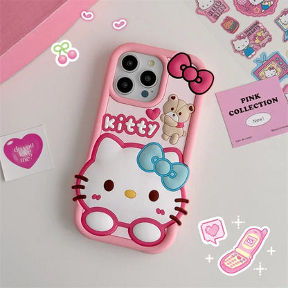 Cute Cartoon Bear Hello Kitty Soft Silicone Phone Case For iPhone