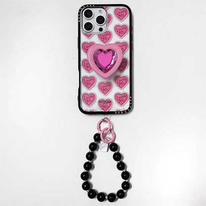 New Cartoon Cute Letter Heart Stand Phone Case