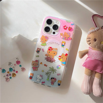 Funny Cute Hellokitty Magnetic Phone Case For iPhone