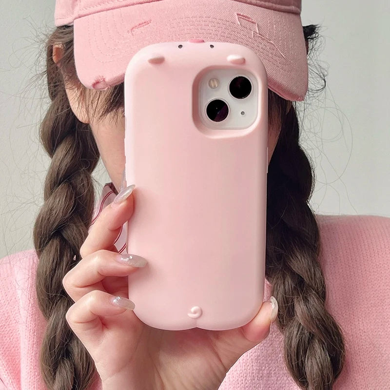Cute 3D Pink Pig Soft Silicone Phone Case