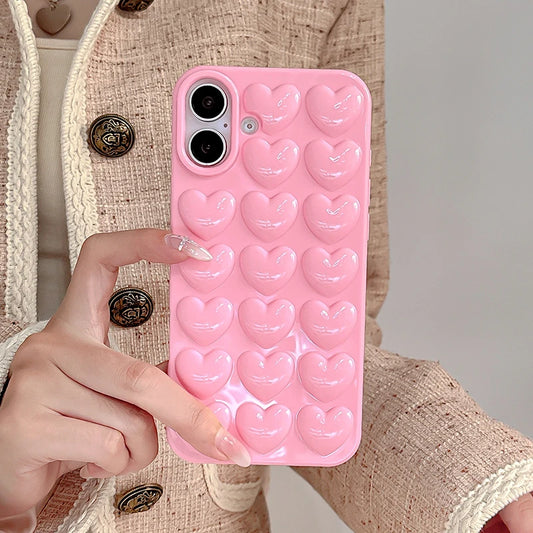 Pink 3D Bubble Pop Heart Cute Girly Phone Case