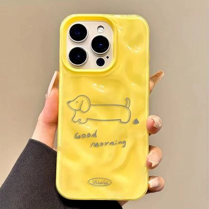 3D Cute Cartoon Cat Telescopic Bracket Soft Silicone Phone Case For iPhone