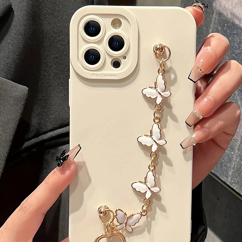 Black White Butterfly Chain Phone Case For iPhone