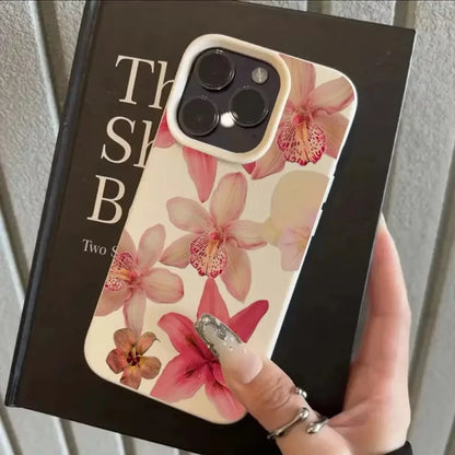 Watercolor Hibiscus Flower Lichee Pattern Phone Case For iPhone