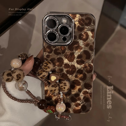 Y2K Leopard With Lanyard Phone Case For iPhone