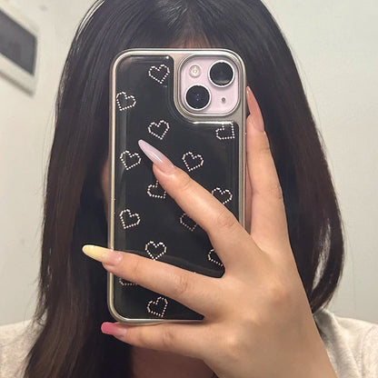 Cartoon Mosaic Love Heart Black Phone Case