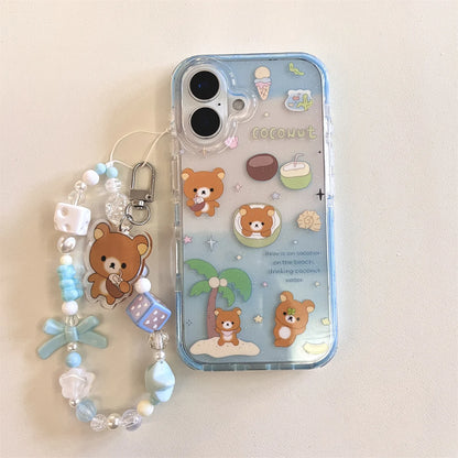 Cute Little Bear On The Blue Coconut Tree Phone Case